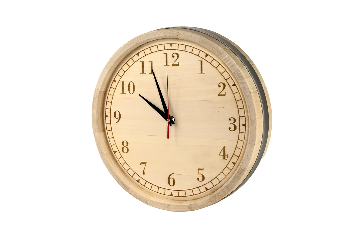Wanduhr aus Lindenholz, klassisches Zifferblatt D300 mm