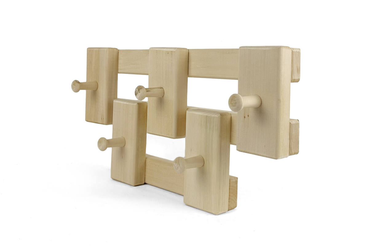 Wandgarderobe mit 5 Haken aus Lindenholz